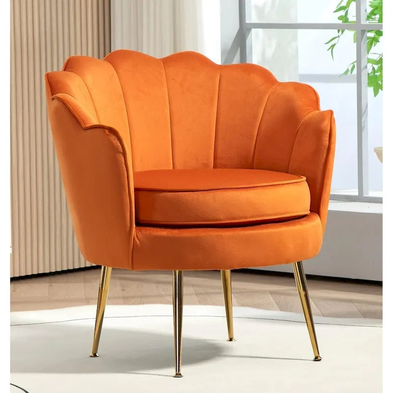 Fauteuil Velvet Barrel avec pieds en métal doré – Noir / Bleu marine / Jaune moutarde / Rose / Ivoire / Bleu verdâtre, un place