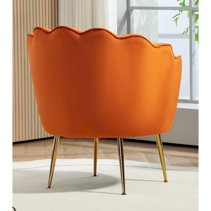 Fauteuil Velvet Barrel avec pieds en métal doré – Noir / Bleu marine / Jaune moutarde / Rose / Ivoire / Bleu verdâtre, un place