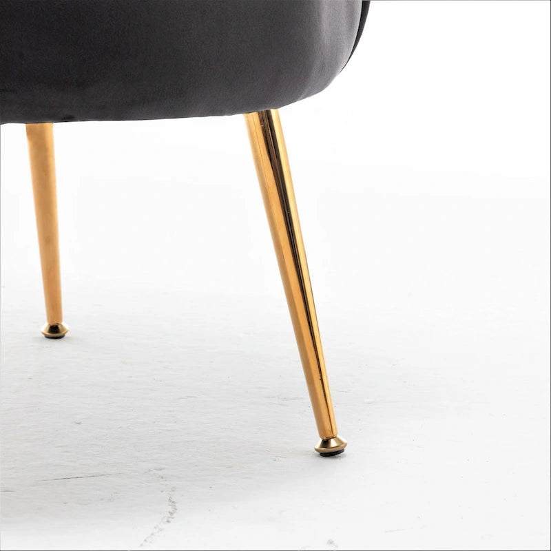 Fauteuil Velvet Barrel avec pieds en métal doré – Noir / Bleu marine / Jaune moutarde / Rose / Ivoire / Bleu verdâtre, un place