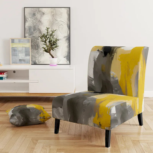 Fauteuil d'appoint motif abstrait blanc et or – Style moderne, une place