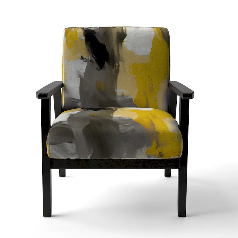 Fauteuil d'appoint motif abstrait blanc et or – Style moderne, une place