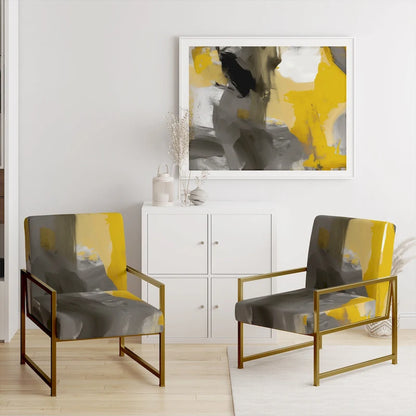 Fauteuil d'appoint motif abstrait blanc et or – Style moderne, une place
