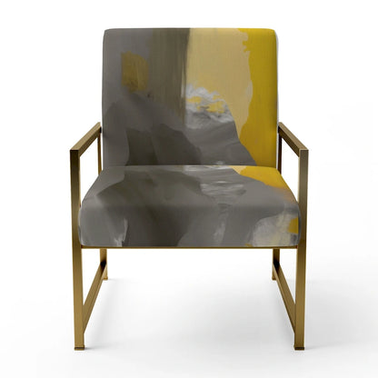 Fauteuil d'appoint motif abstrait blanc et or – Style moderne, une place