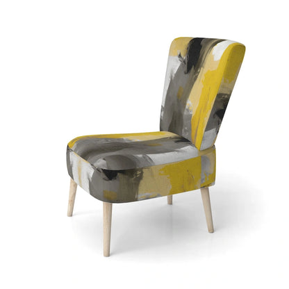 Fauteuil d'appoint motif abstrait blanc et or – Style moderne, une place