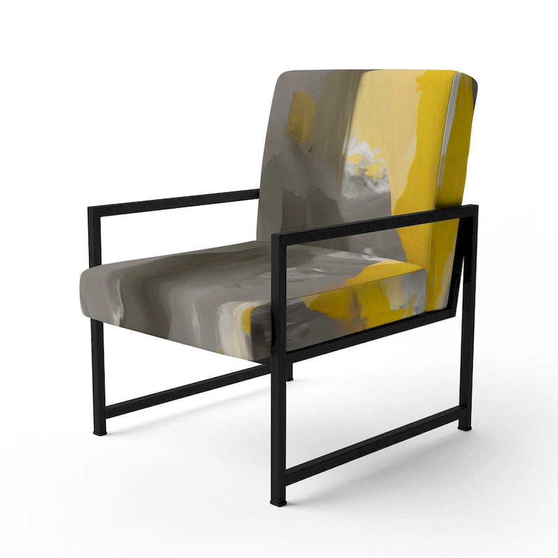 Fauteuil d'appoint motif abstrait blanc et or – Style moderne, une place
