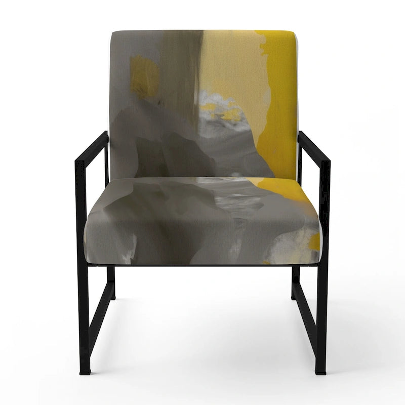 Fauteuil d'appoint motif abstrait blanc et or – Style moderne, une place