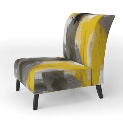 Fauteuil d'appoint motif abstrait blanc et or – Style moderne, une place
