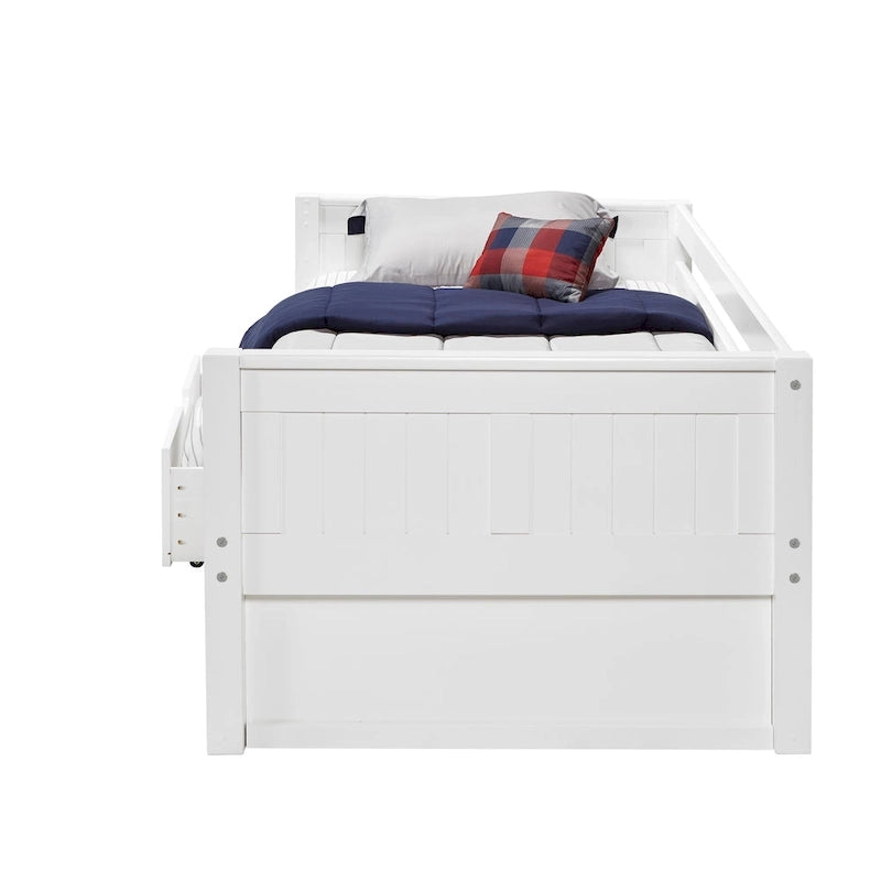Lit de repos simple avec tiroirs, tête de lit à panneaux, 1 personne