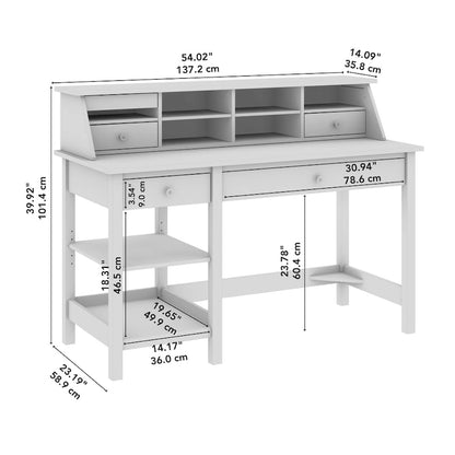 Bureau d'ordinateur de ferme avec étagères et organisateur de bureau – Gris shiplap / Noir vintage, 1 place