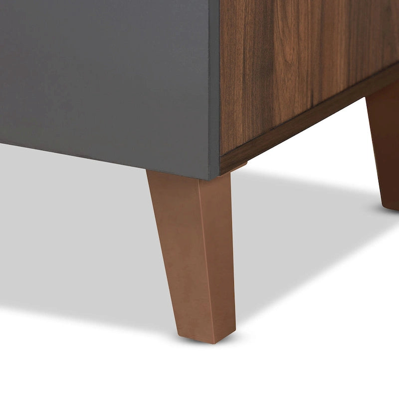 Bureau de rangement bicolore gris et noyer avec étagères – 1 place