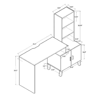 Bureau de rangement bicolore gris et noyer avec étagères – 1 place