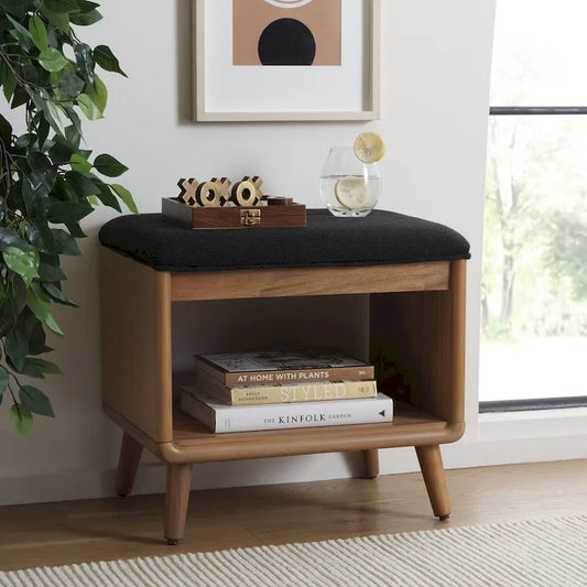  Marilla Open Shelf Bench with Cushion - 20 W x 15 D x 18 H - 20Wx15Dx18H