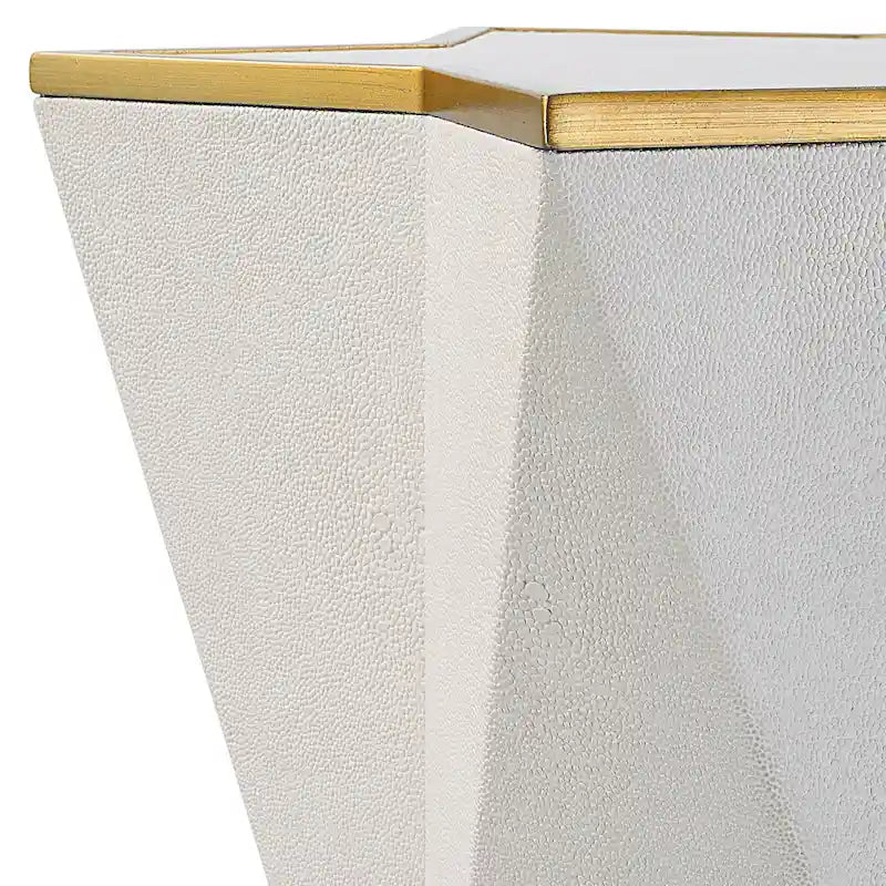 Table d'appoint en forme d'étoile avec revêtement en similicuir grainé et bordure dorée – Blanc/Or, pour 1 personne