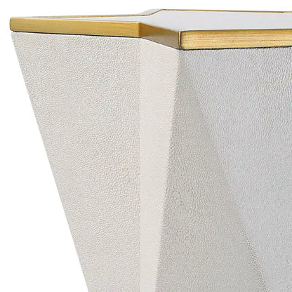 Table d'appoint en forme d'étoile avec revêtement en similicuir grainé et bordure dorée – Blanc/Or, pour 1 personne