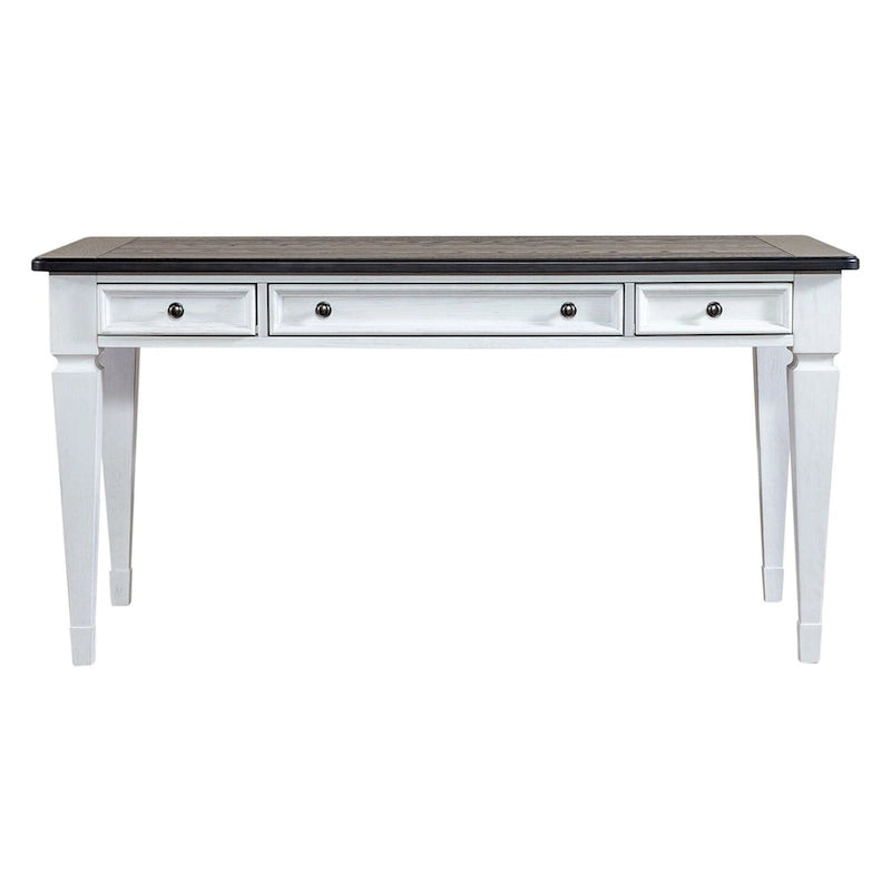 Bureau avec tiroirs, blanc brossé et anthracite – Blanc antique, 1 place