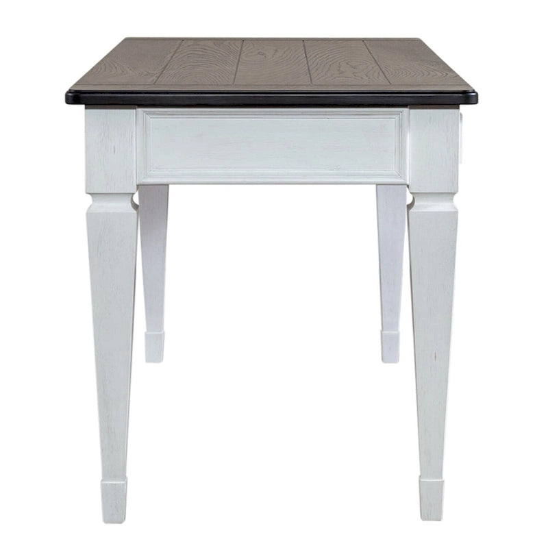 Bureau avec tiroirs, blanc brossé et anthracite – Blanc antique, 1 place