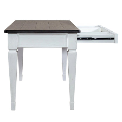 Bureau avec tiroirs, blanc brossé et anthracite – Blanc antique, 1 place