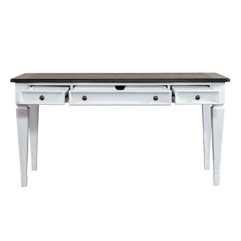 Bureau avec tiroirs, blanc brossé et anthracite – Blanc antique, 1 place