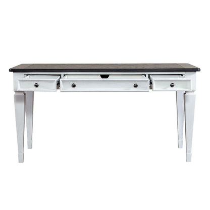 Bureau avec tiroirs, blanc brossé et anthracite – Blanc antique, 1 place