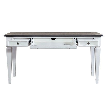 Bureau avec tiroirs, blanc brossé et anthracite – Blanc antique, 1 place