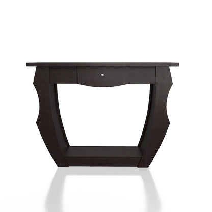 Table console contemporaine à 1 tiroir Noyer, peut accueillir jusqu'à 2 personnes