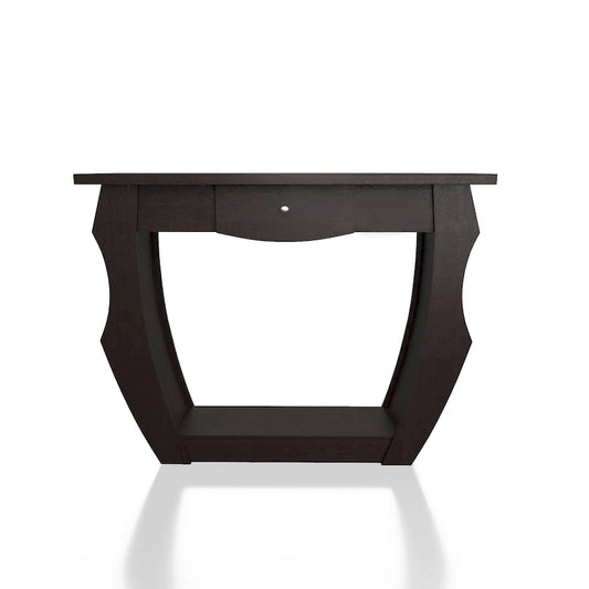 Table console contemporaine à 1 tiroir Noyer, peut accueillir jusqu'à 2 personnes