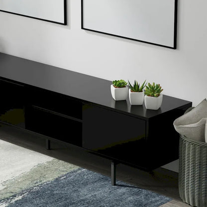 Meuble TV bas Mid-Century Modern – Chêne blanc / Blanc / Taupe / Noir / Gris / Jade / Noyer | Montage par 1 à 2 personnes