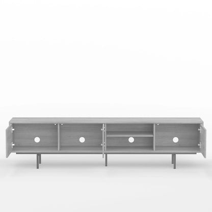 Meuble TV bas Mid-Century Modern – Chêne blanc / Blanc / Taupe / Noir / Gris / Jade / Noyer | Montage par 1 à 2 personnes