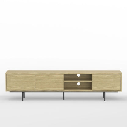Meuble TV bas Mid-Century Modern – Chêne blanc / Blanc / Taupe / Noir / Gris / Jade / Noyer | Montage par 1 à 2 personnes