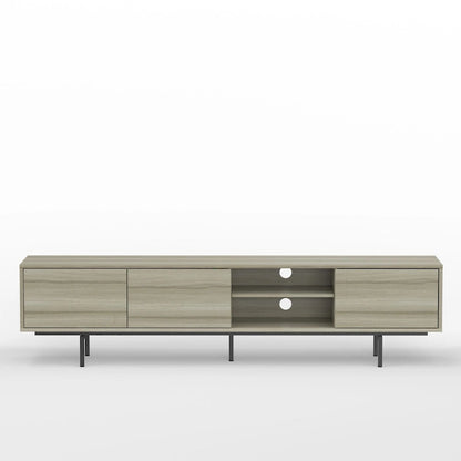 Meuble TV bas Mid-Century Modern – Chêne blanc / Blanc / Taupe / Noir / Gris / Jade / Noyer | Montage par 1 à 2 personnes