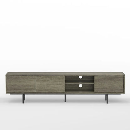 Meuble TV bas Mid-Century Modern – Chêne blanc / Blanc / Taupe / Noir / Gris / Jade / Noyer | Montage par 1 à 2 personnes