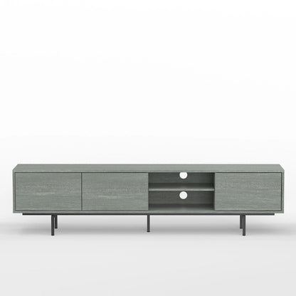 Meuble TV bas Mid-Century Modern – Chêne blanc / Blanc / Taupe / Noir / Gris / Jade / Noyer | Montage par 1 à 2 personnes