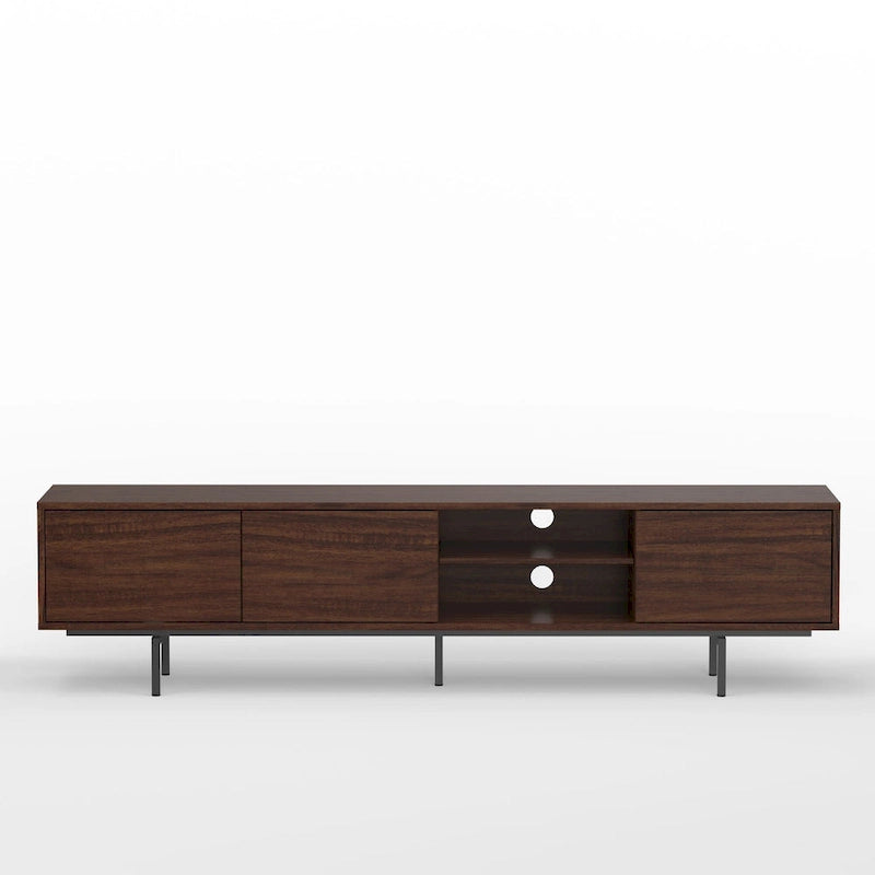 Meuble TV bas Mid-Century Modern – Chêne blanc / Blanc / Taupe / Noir / Gris / Jade / Noyer | Montage par 1 à 2 personnes