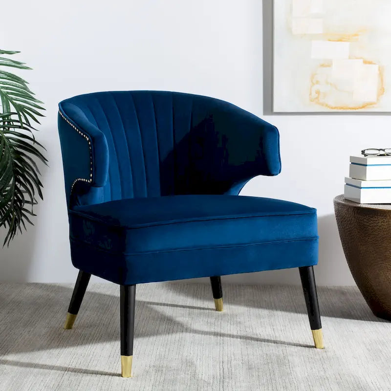 Fauteuil d'appoint dossier haut en velours – Une place