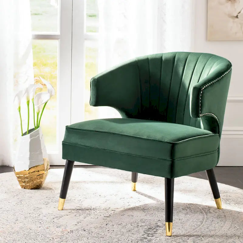 Fauteuil d'appoint dossier haut en velours – Une place