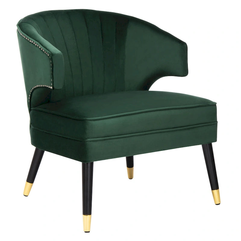 Fauteuil d'appoint dossier haut en velours – Une place