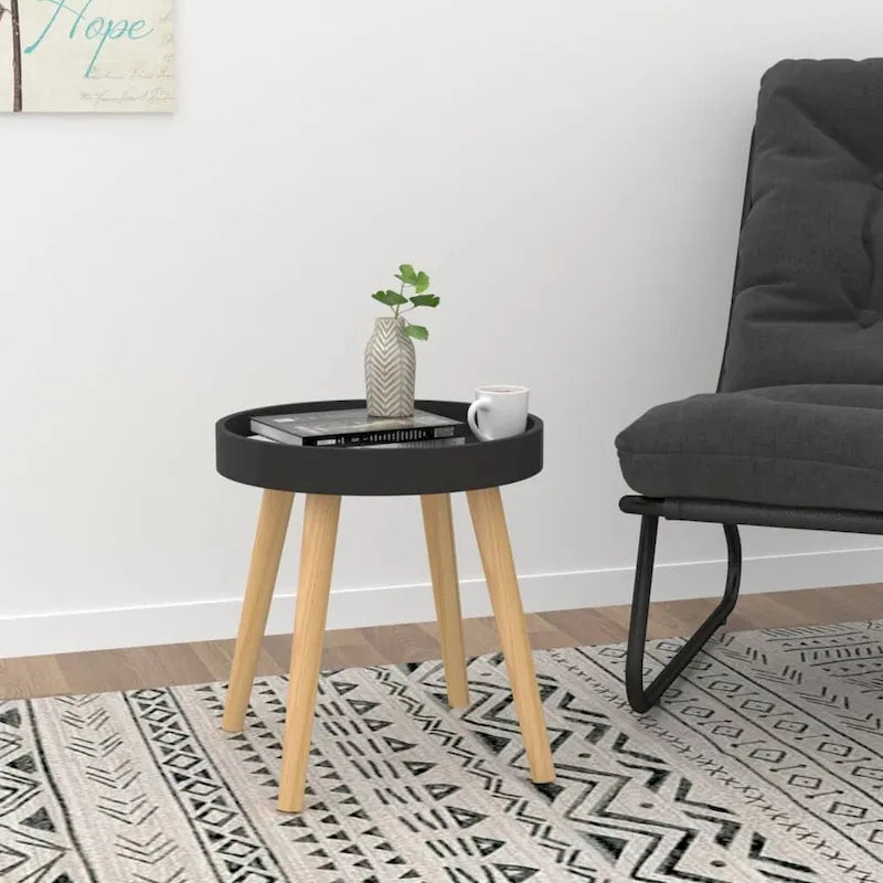  Side Table Round End Coffee Table Engineered Wood and Solid Wood Pine - 15x15x15.7