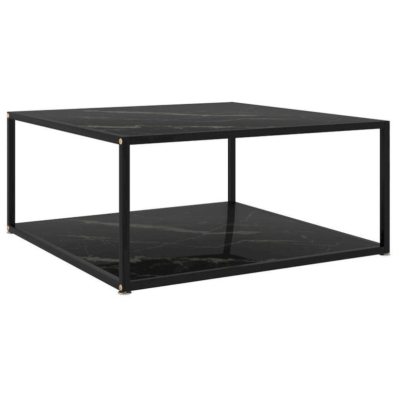  Coffee Table Black 31.5x31.5x13.8 Tempered Glass - 31.5 x 31.5 x 13.8