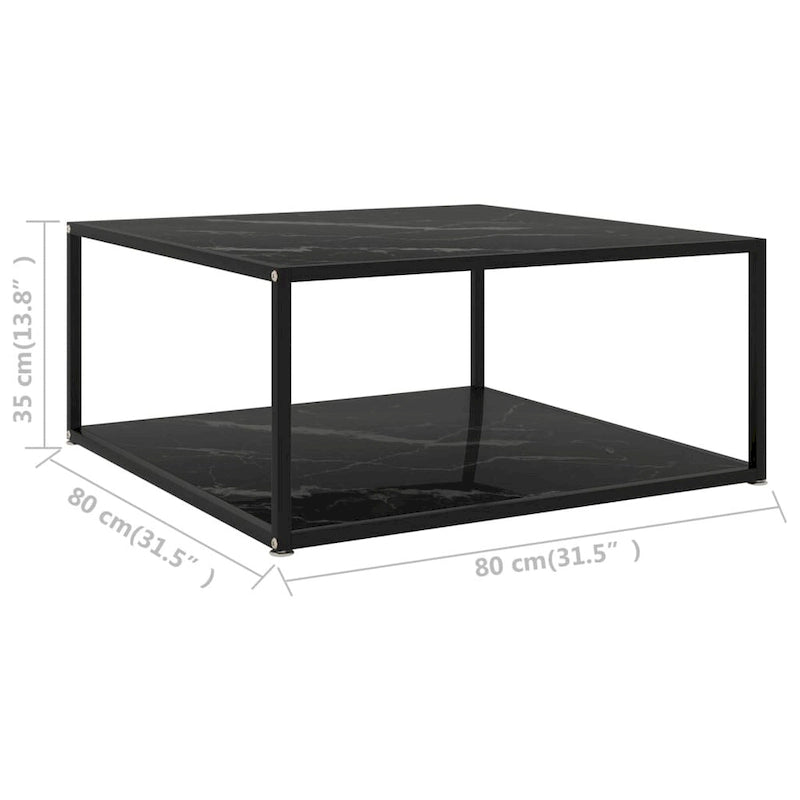 Table basse ronde en verre trempé – Noire, 2 étages | Assemblage 1 personne