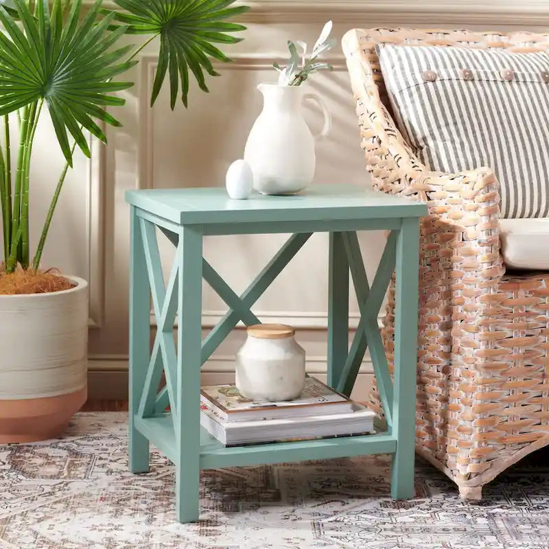 Table d'appoint à croisillons, multicolore (noir/chêne/sarcelle/gris/blanc/vert), pour 1 personne
