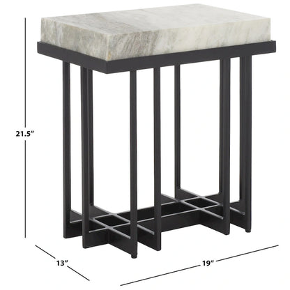 Table d'appoint rectangulaire en marbre marron sable, 48 cm L x 33 cm P x 56 cm H, pour 1 personne