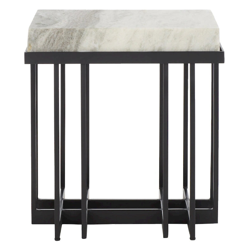 Table d'appoint rectangulaire en marbre marron sable, 48 cm L x 33 cm P x 56 cm H, pour 1 personne