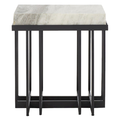 Table d'appoint rectangulaire en marbre marron sable, 48 cm L x 33 cm P x 56 cm H, pour 1 personne
