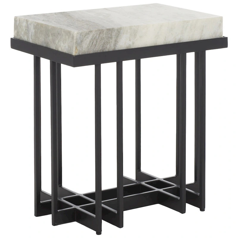 Table d'appoint rectangulaire en marbre marron sable, 48 cm L x 33 cm P x 56 cm H, pour 1 personne