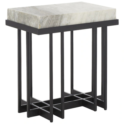 Table d'appoint rectangulaire en marbre marron sable, 48 cm L x 33 cm P x 56 cm H, pour 1 personne