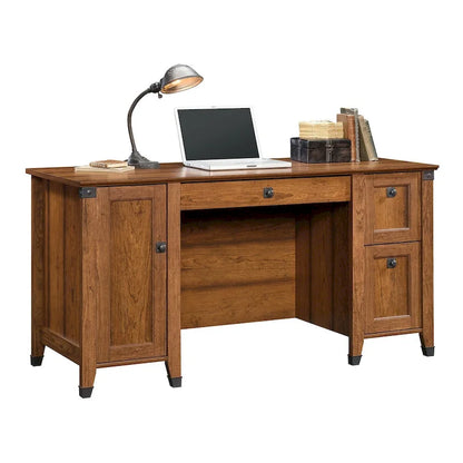 Bureau informatique avec tiroir de classement et rangement fermé – Chêne café/Cerisier Washington, 1 place