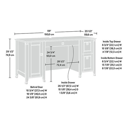 Bureau informatique avec tiroir de classement et rangement fermé – Chêne café/Cerisier Washington, 1 place