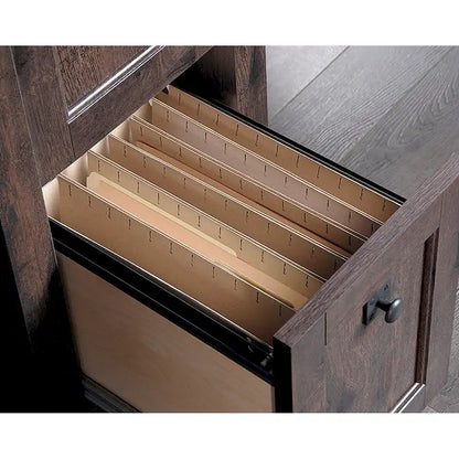 Bureau informatique avec tiroir de classement et rangement fermé – Chêne café/Cerisier Washington, 1 place