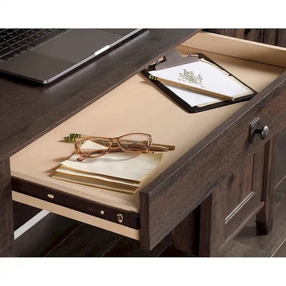 Bureau informatique avec tiroir de classement et rangement fermé – Chêne café/Cerisier Washington, 1 place