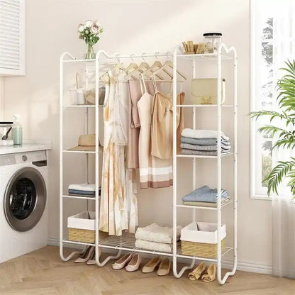 Armoire-penderie autoportante – Blanc/Noir, Style étagère ouverte, Pour une personne